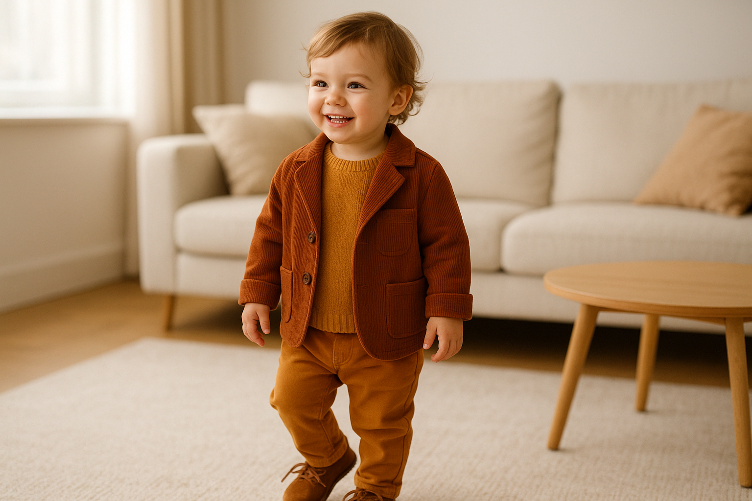 Young child wearing premium clothing from a stylish kids rental service subscription