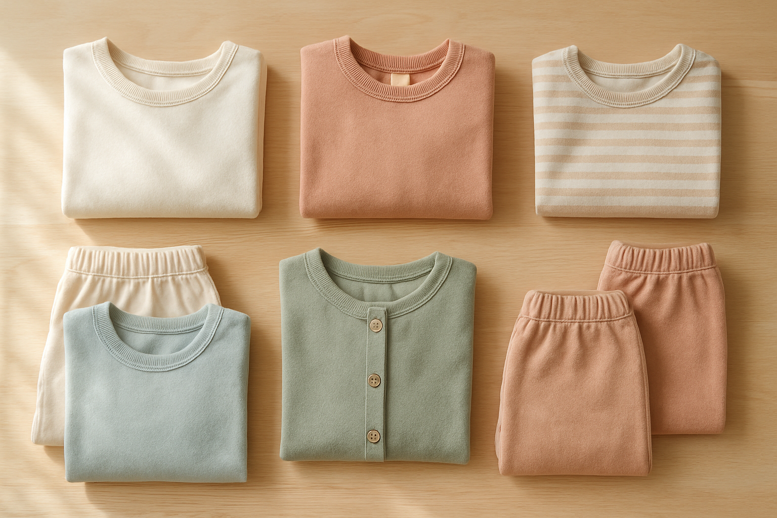 Curated kids clothing subscription bundle with premium children's apparel laid out neatly