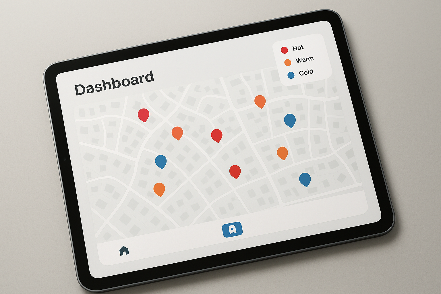 Dashboard showing hot, warm, and cold seller scores used for circle prospecting a neighborhood