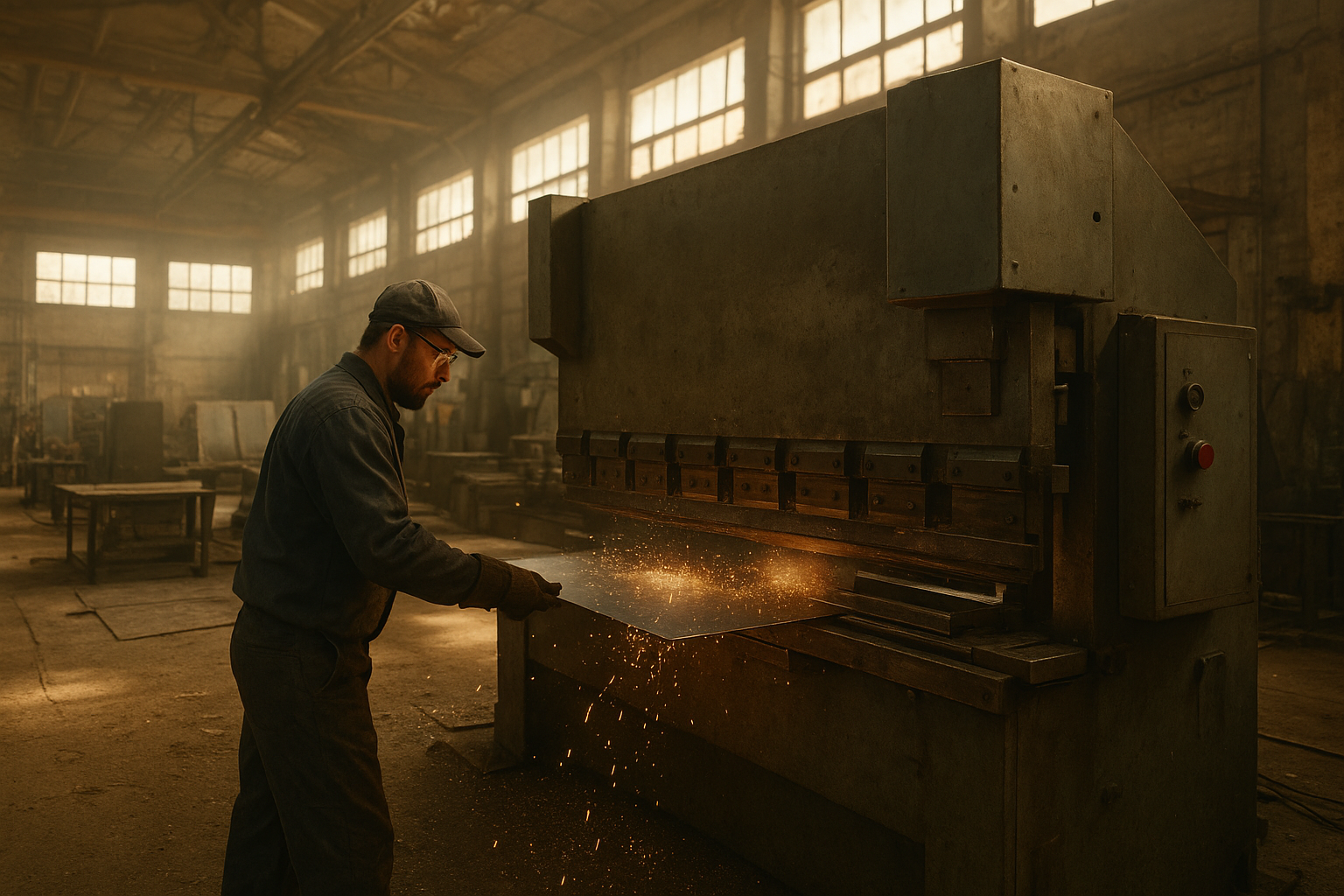 Sheet metal project contractor operating fabrication equipment in a Southern California workshop