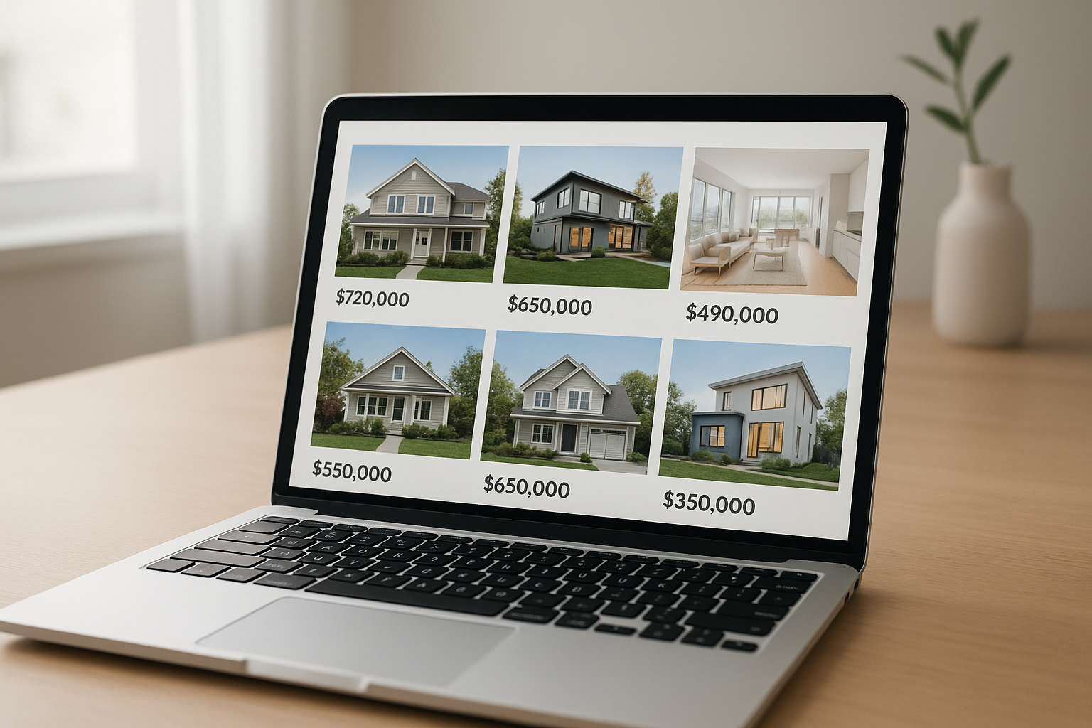 Laptop screen showing property details from an MLS database search