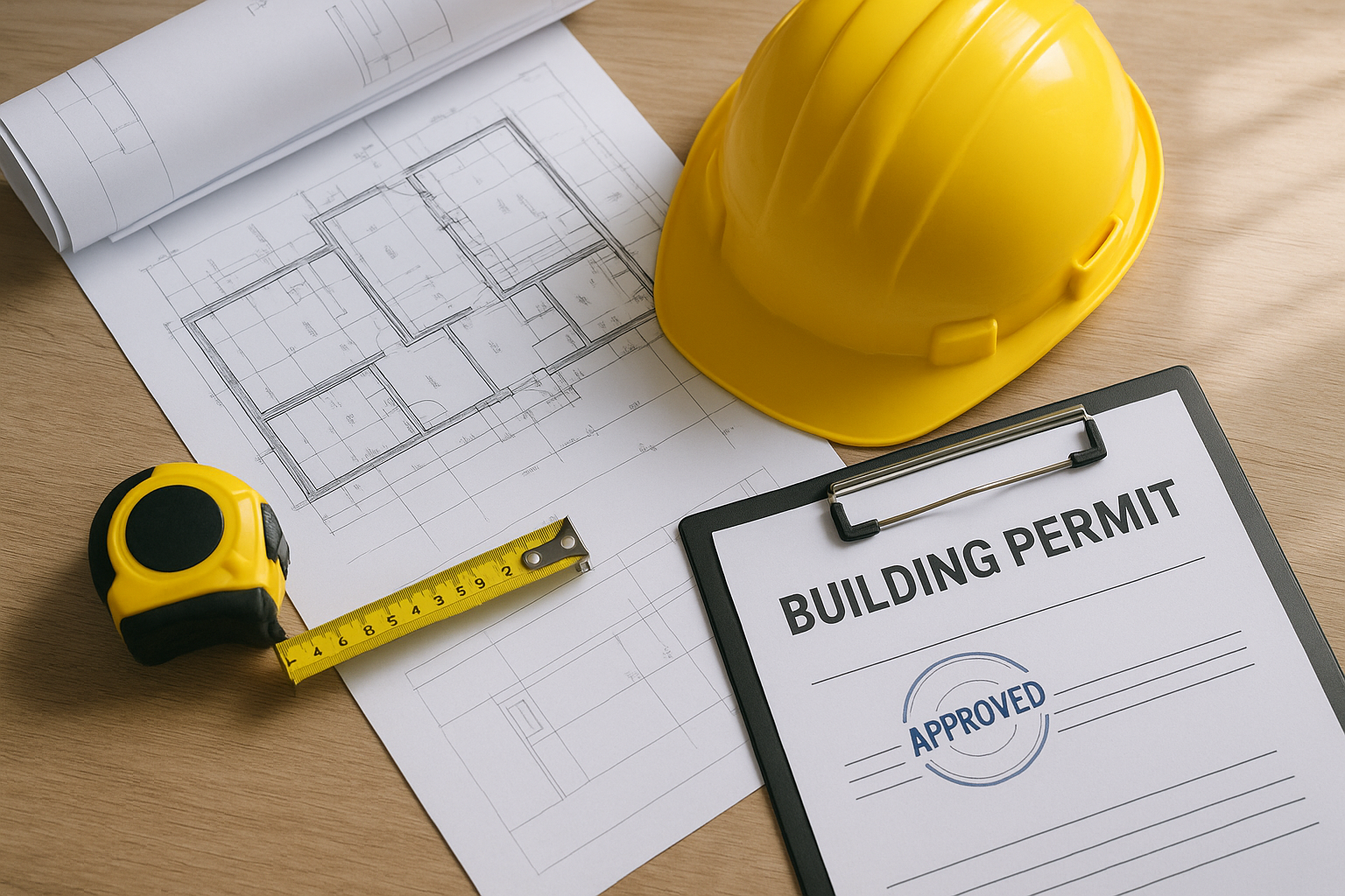 Blueprints and permit documents used by garage conversion contractors in Chino during the design phase
