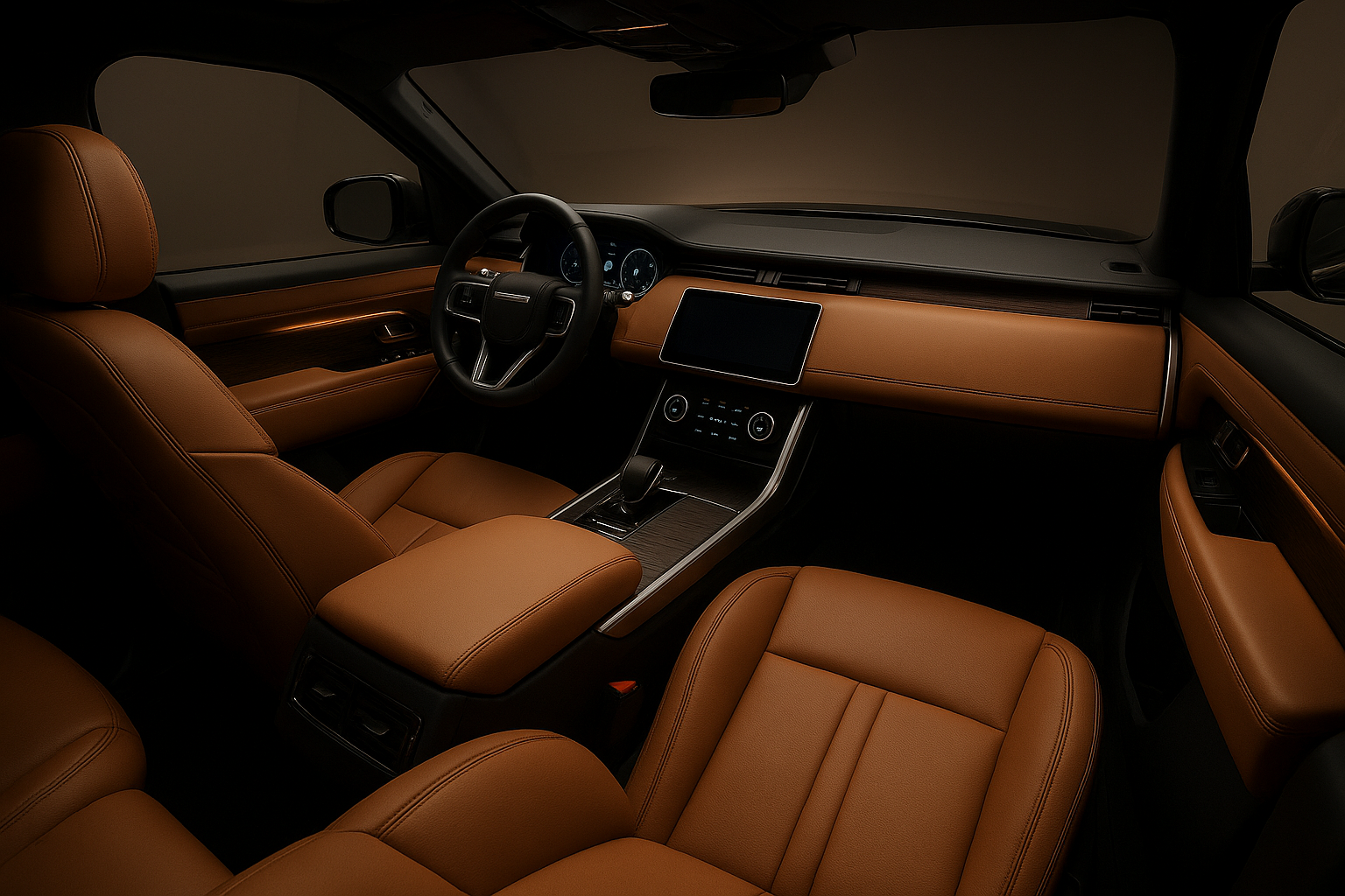 Leather interior of a luxury SUV used for premium Charlotte ground transportation