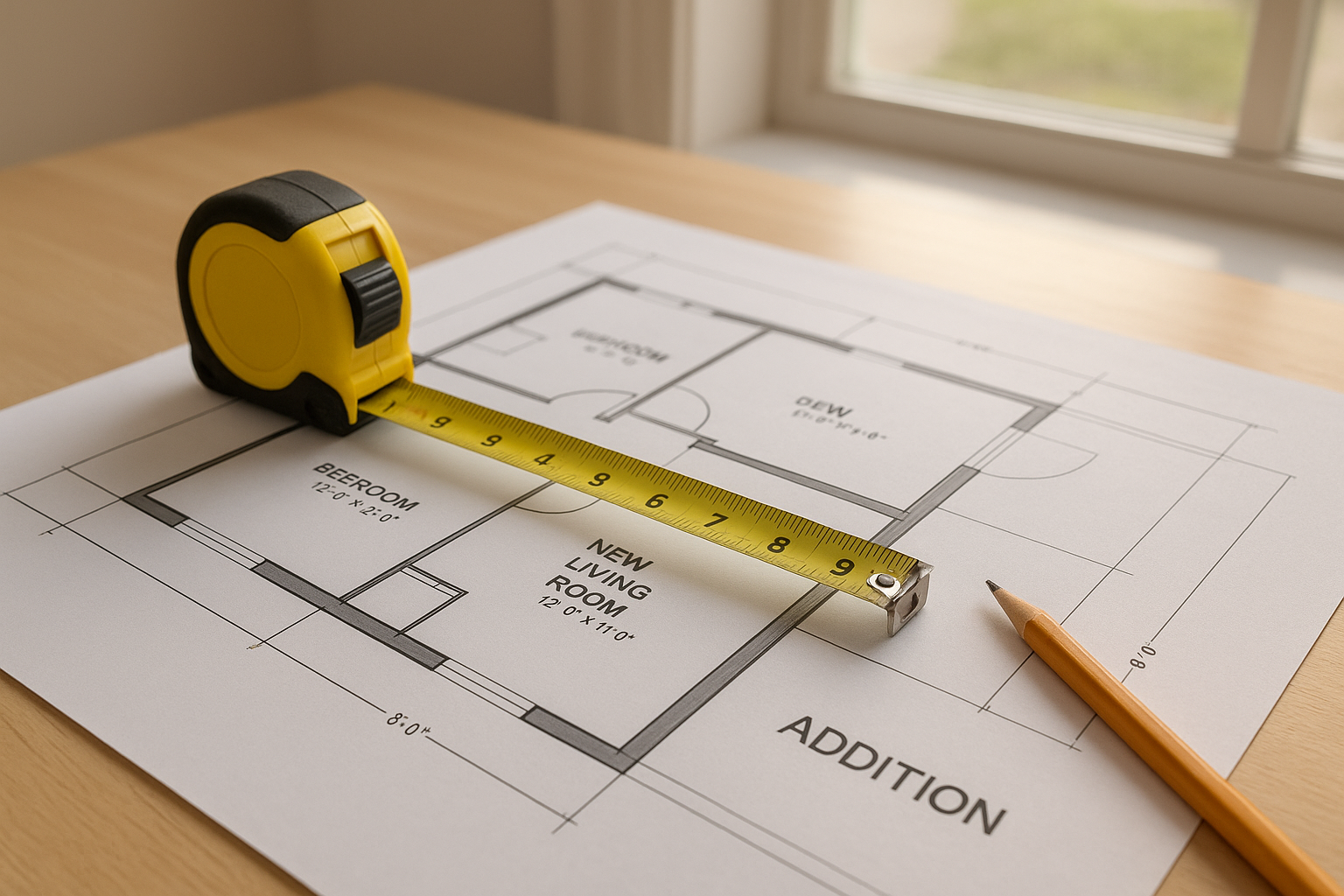 Architectural blueprints representing the permitting and design process for an accessory dwelling unit