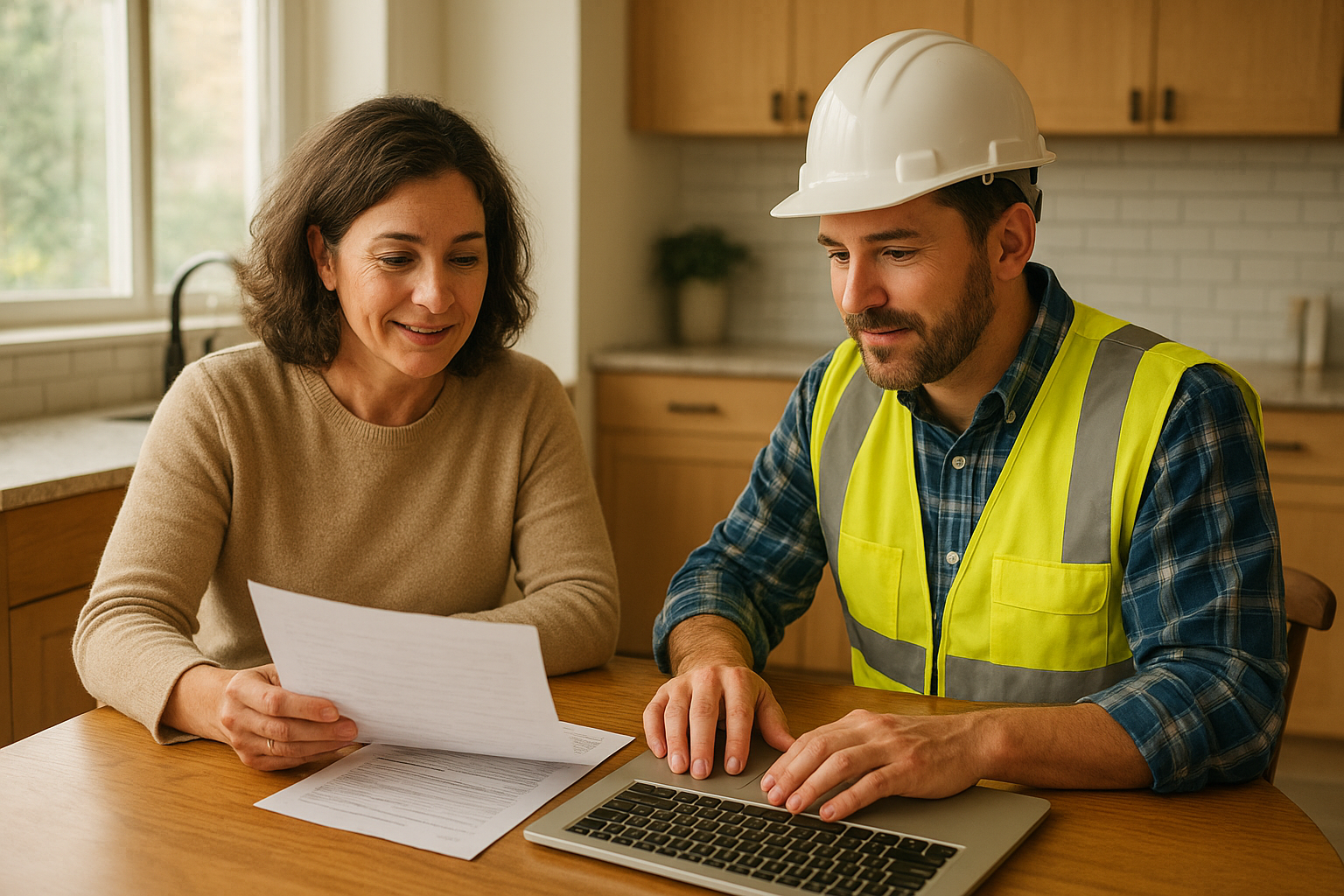 Homeowner discussing ADU financing options with a design-build contractor
