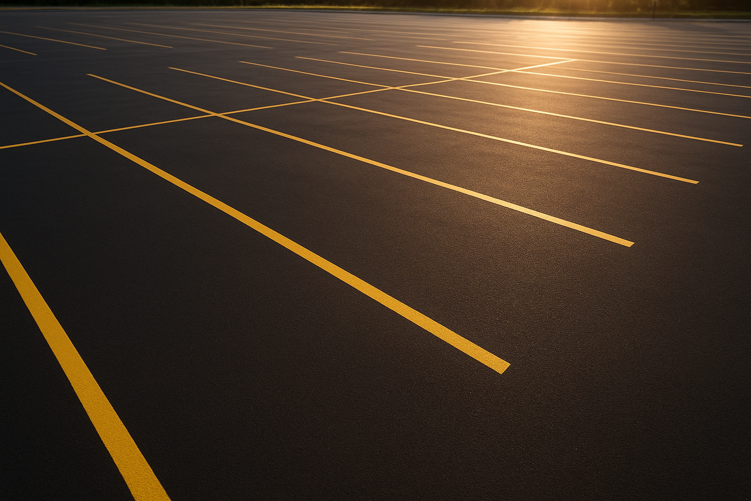 Freshly painted commercial property parking solutions showing organized parking stall lines