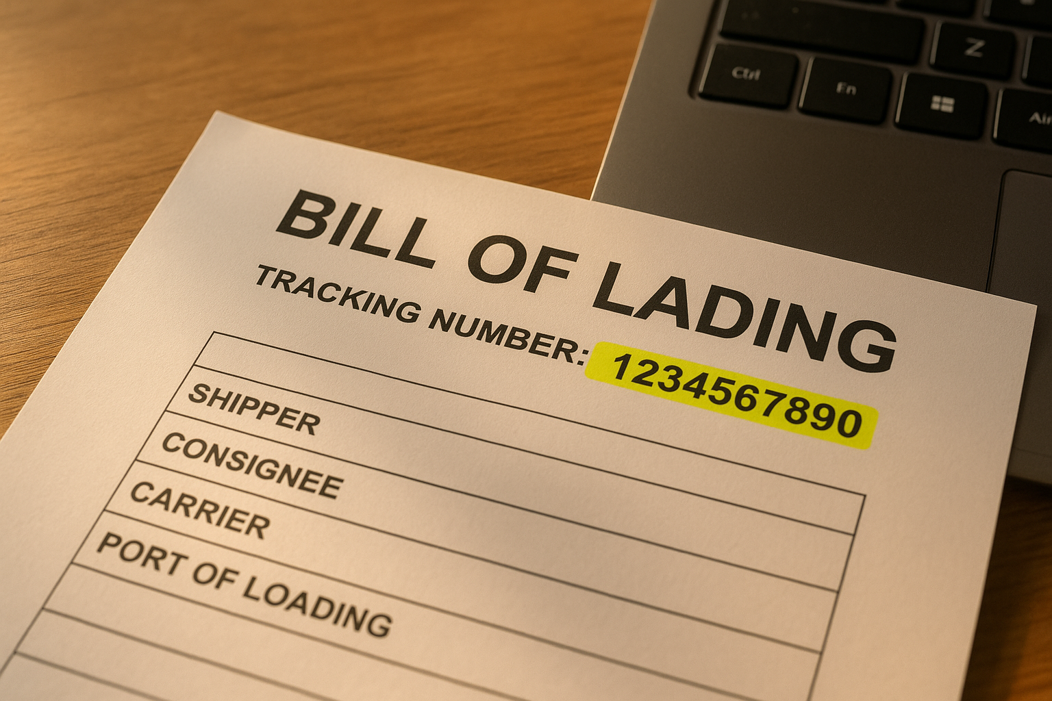 Bill of lading document showing a PRO number used for tforce freight tracking
