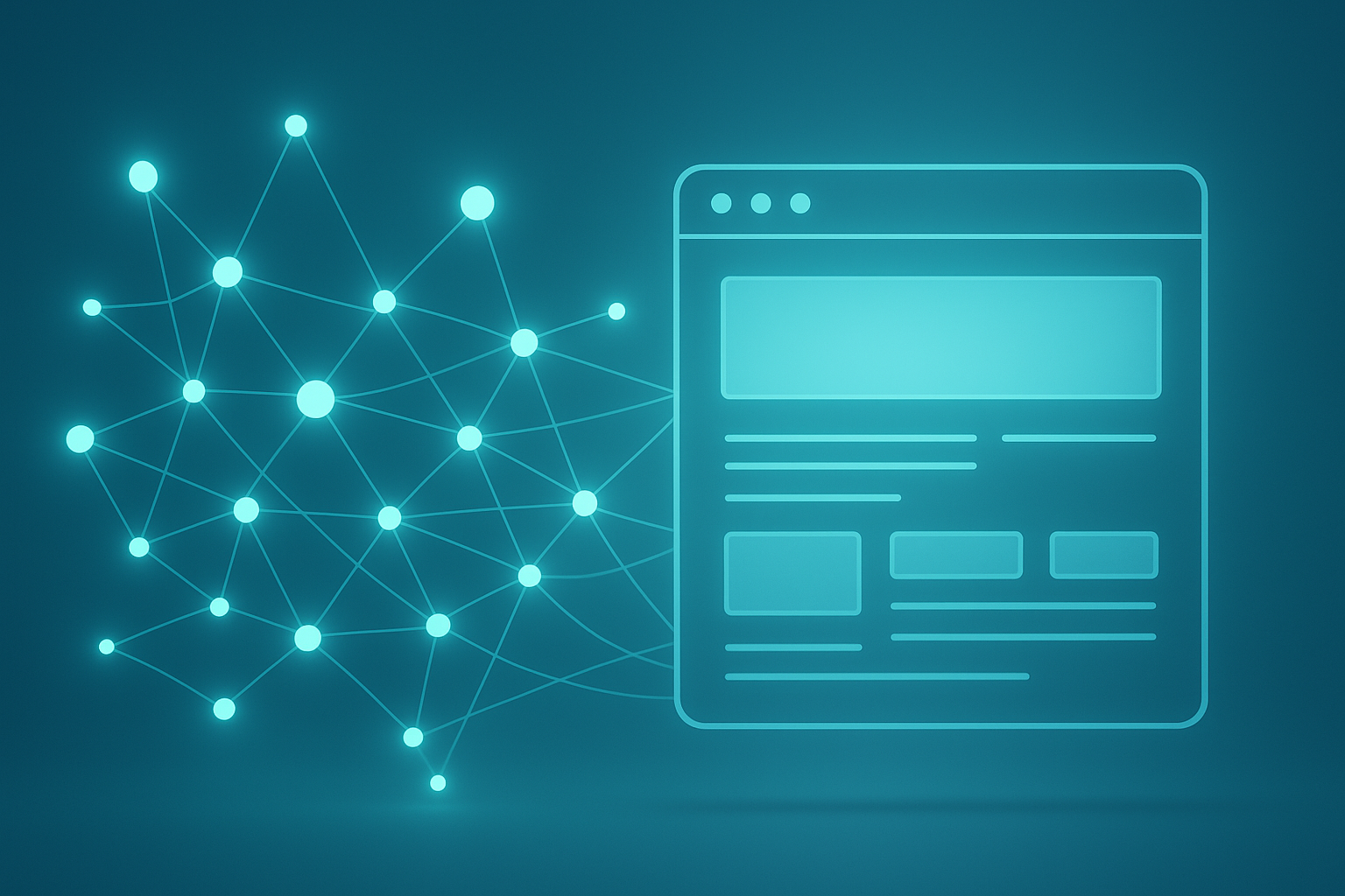 Illustration showing how LLM SEO connects website content to AI language model analysis