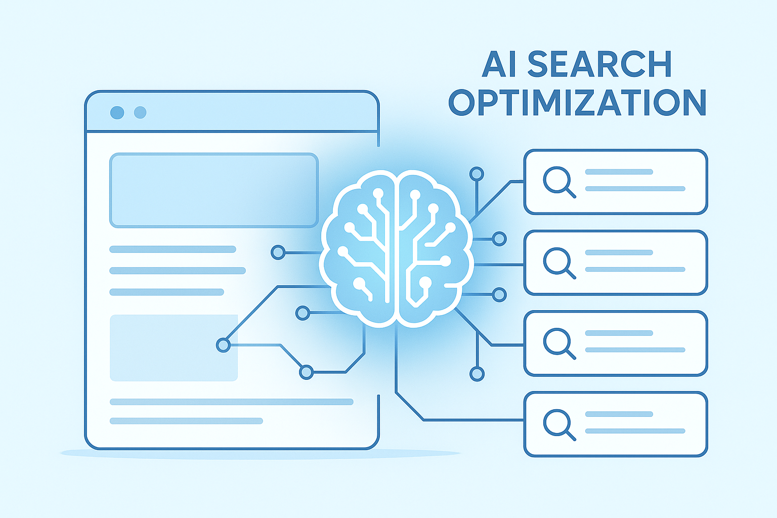 Infographic showing a website being optimized for generative AI features on Google Search