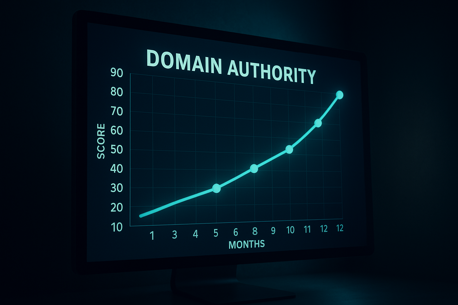 Graph showing domain authority score growth over time after using link building strategies