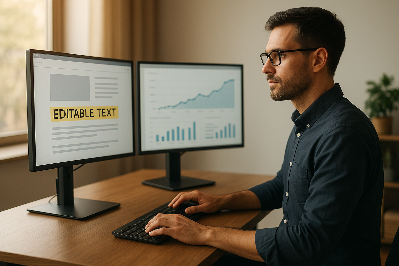 SEO professional using a live on-page editor tool to optimize website content across multiple pages simultaneously