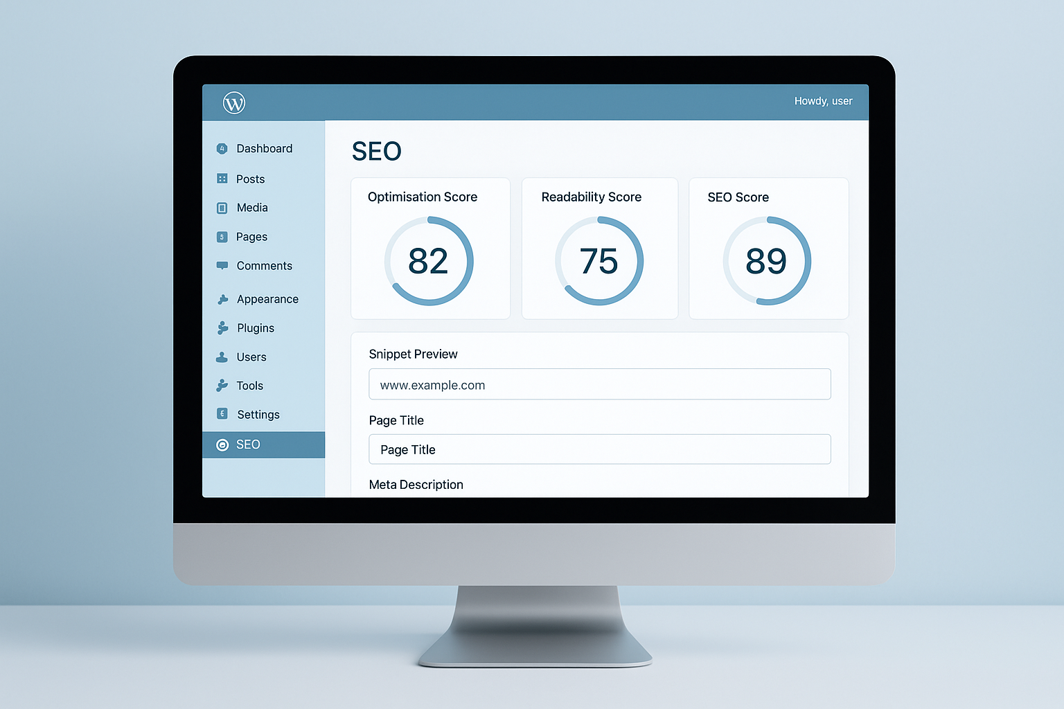 AIOSEO WordPress SEO plugin dashboard showing TruSEO score and optimization settings