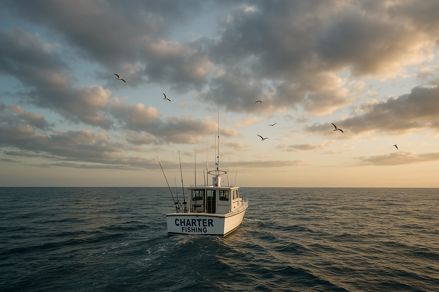 Private charter boat heading offshore during a Myrtle Beach wildlife and fishing trip