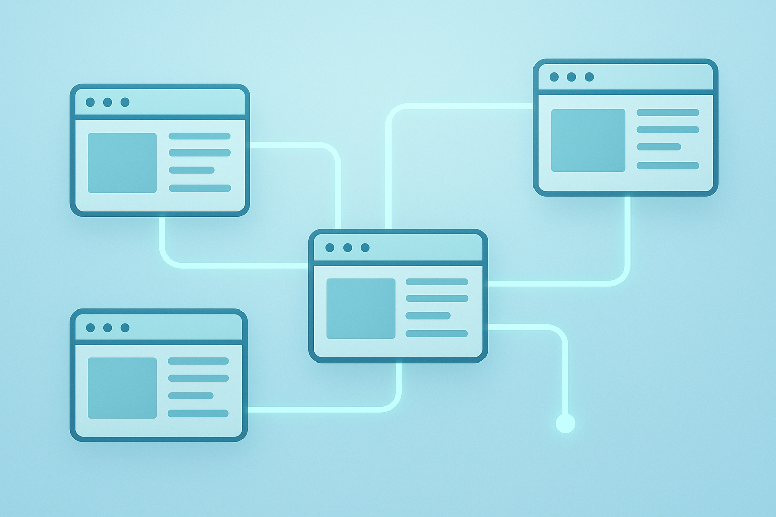Diagram illustrating automated backlink building connecting multiple websites through link signals