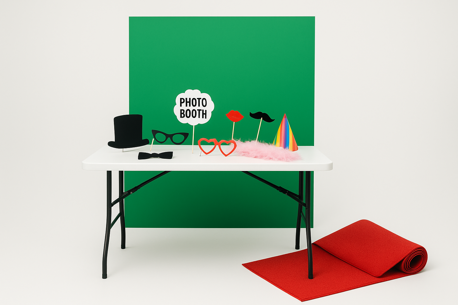 Backdrop and prop table options for a Tri-State photo booth rental