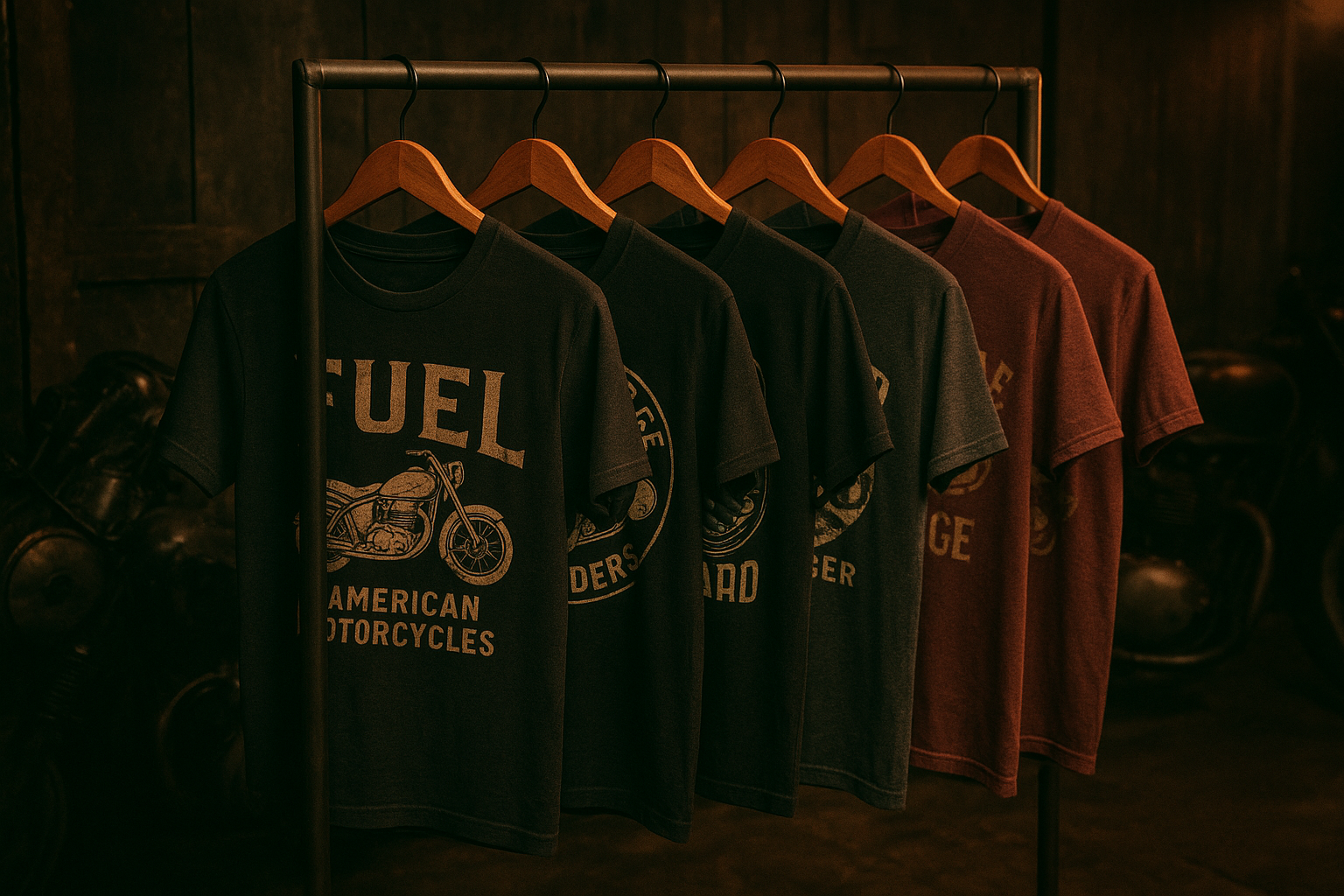 Rack of bold vintage graphic tees representing rebellious style
