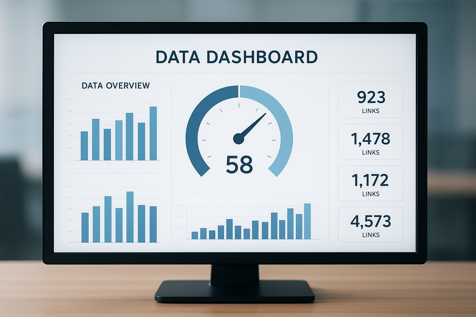 Moz authority Domain Authority score dashboard showing a DA score of 58 on a gauge dial