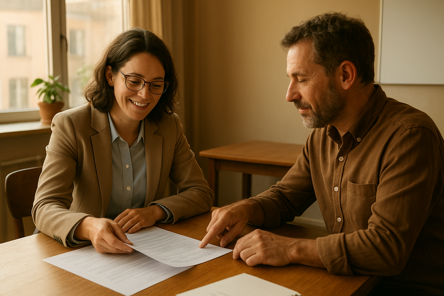 HR consultant meeting with a small business leader to review HR strategy