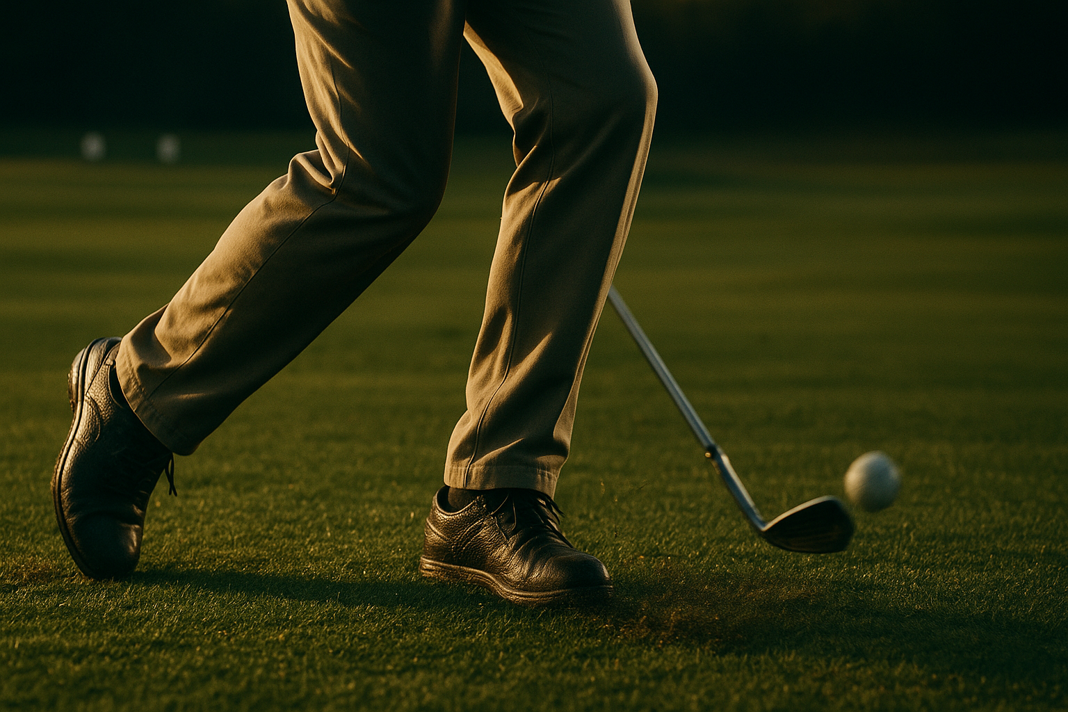 Golfer demonstrating weight transfer studied in kinesiology-based swing mechanics