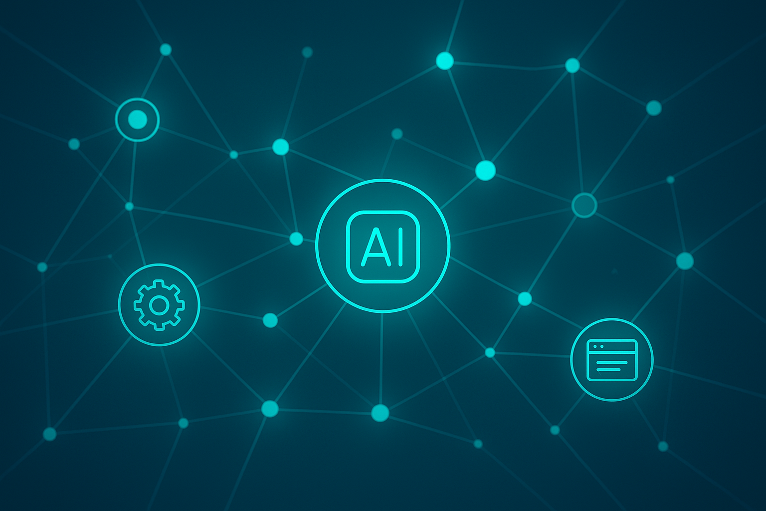 Illustration of an automated AI workflow optimizing website content nodes