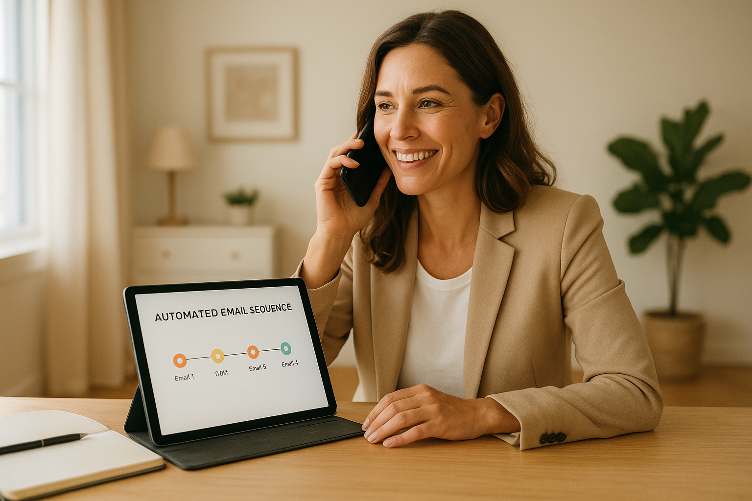 Agent following up with a homeowner using automated seller nurture emails from a lead generation platform