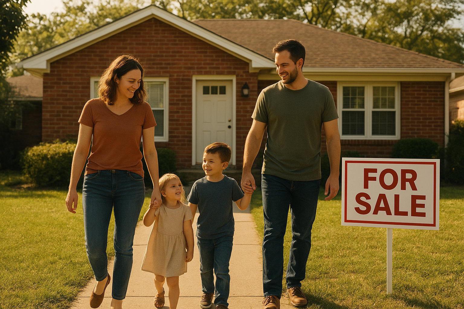 Family exploring a home for sale in a family-friendly San Antonio neighborhood