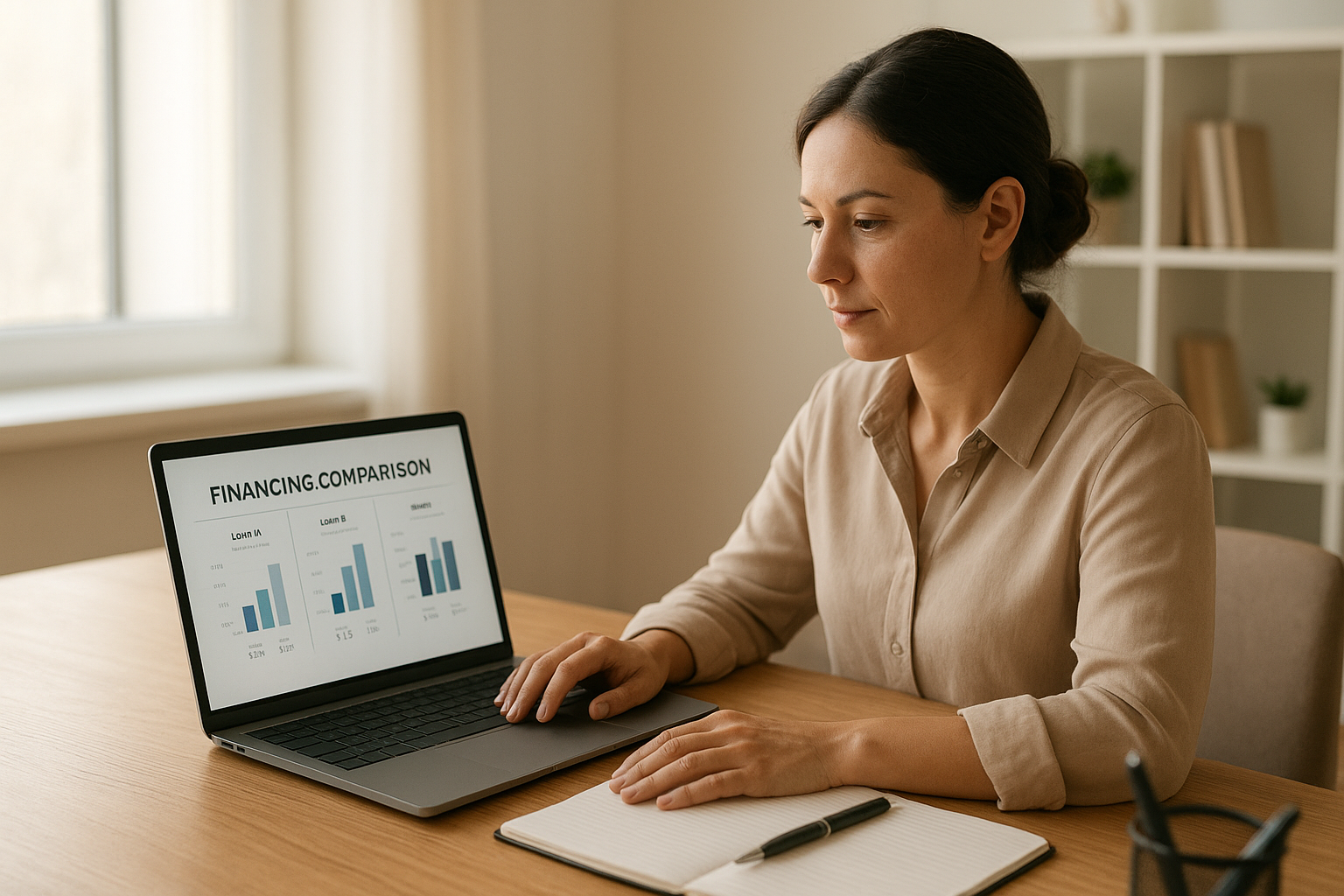Business owner comparing financing options on an sba loan portal dashboard