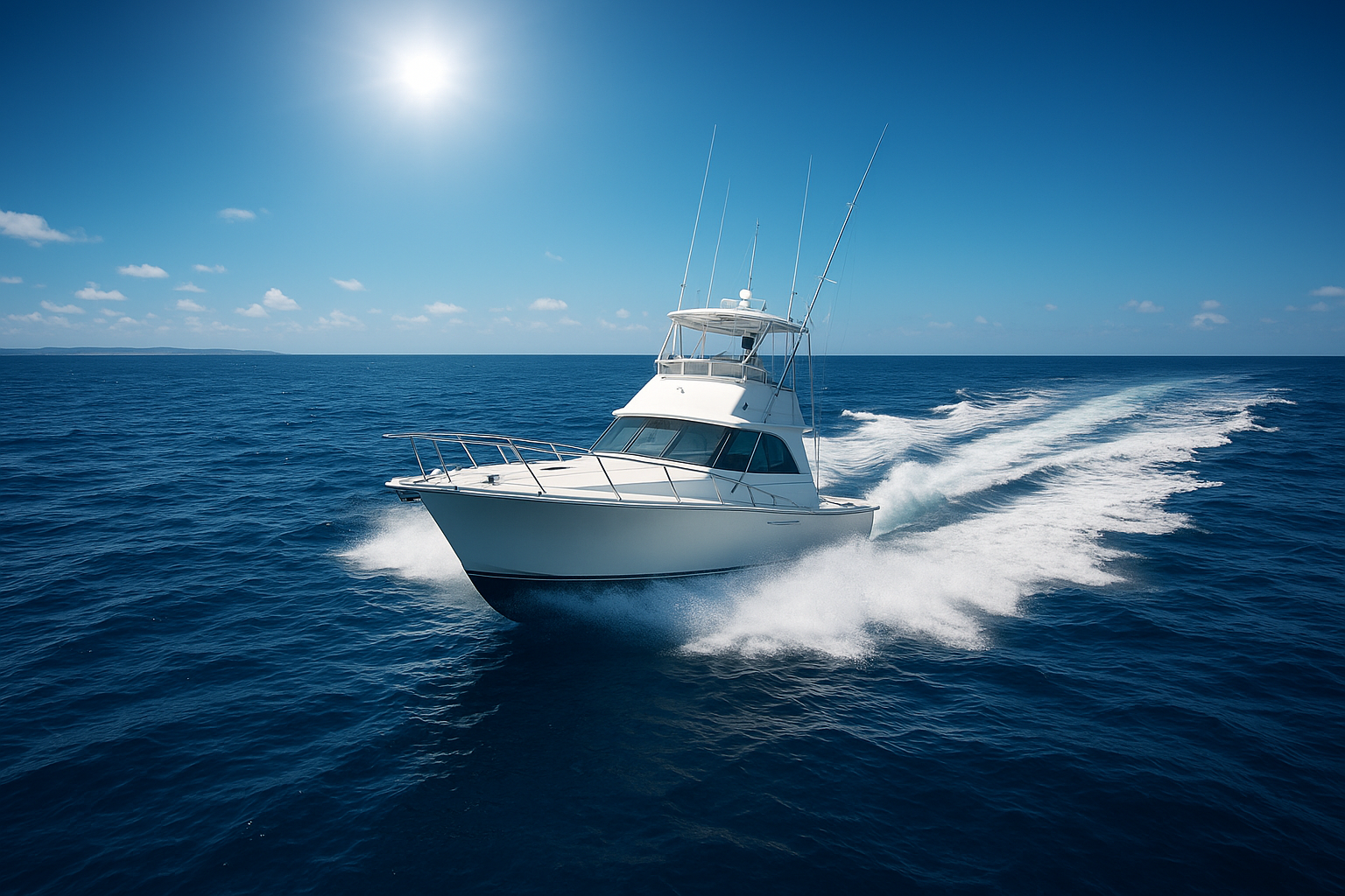 Charter boat deep sea fishing Myrtle Beach trip heading offshore toward blue water