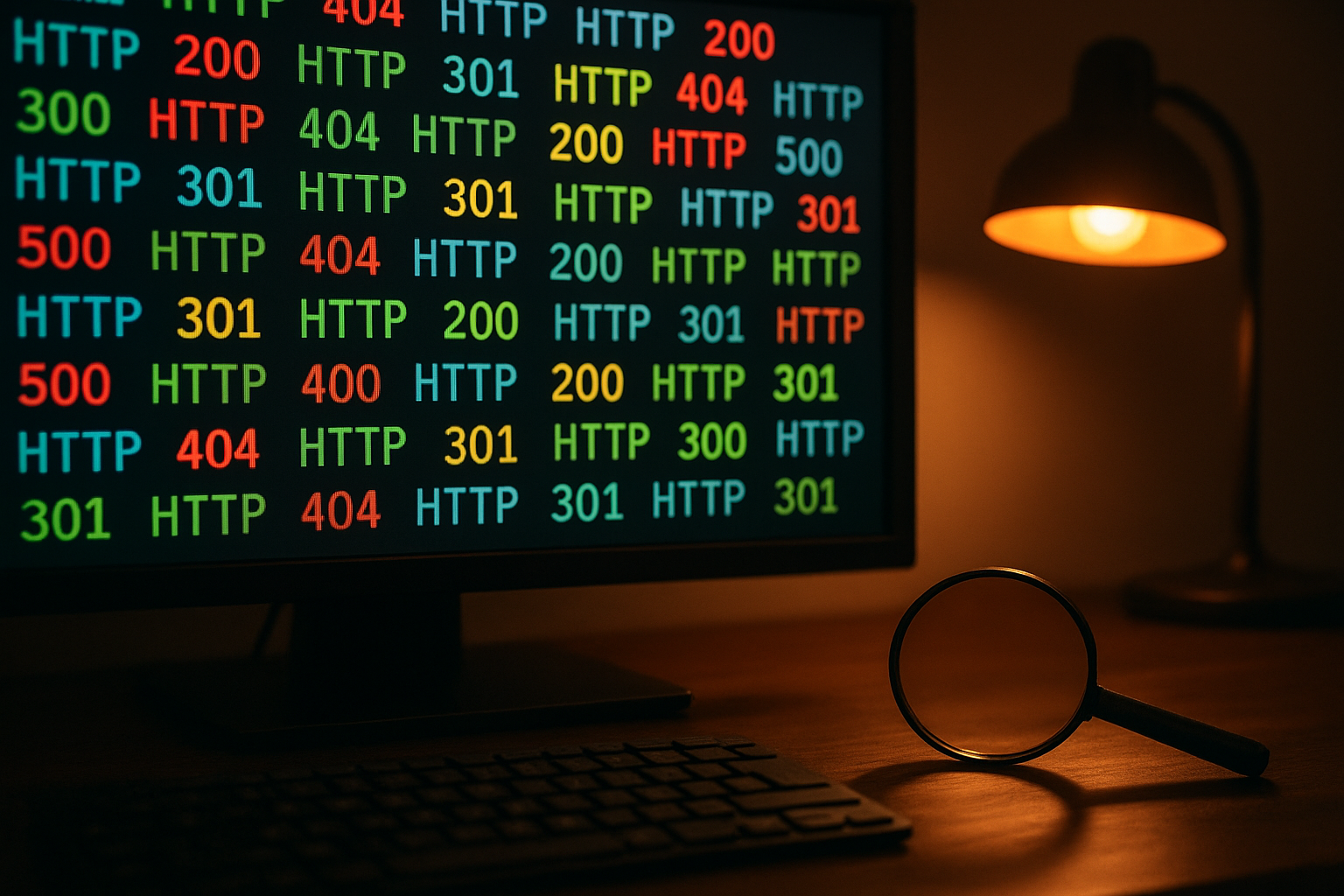 HTTP status codes displayed on a monitor during a link audit process