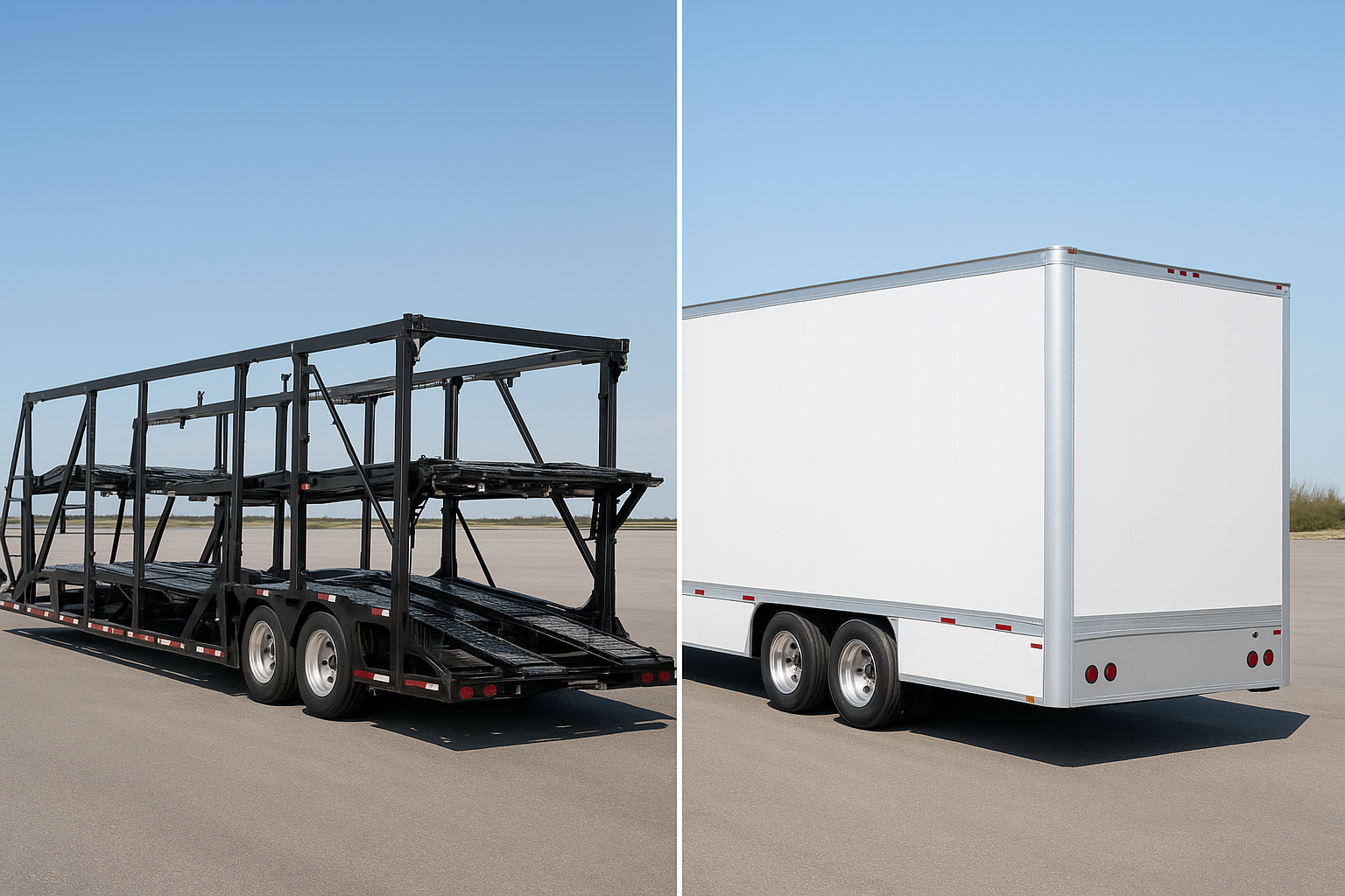Comparison of open and enclosed auto transport trailers used for vehicle shipping