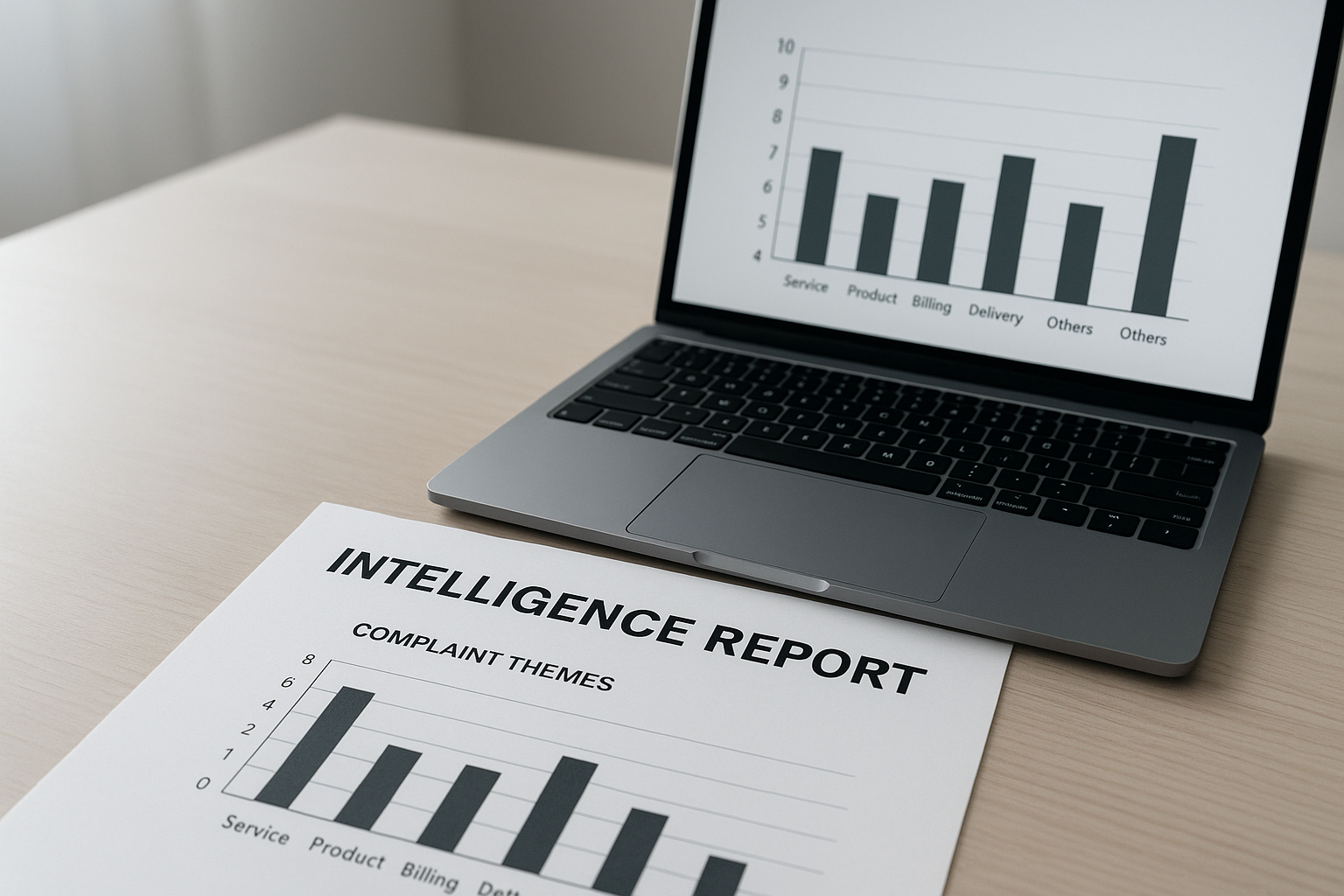 Intelligence report scoring competitor weakness themes used to build home service marketing content