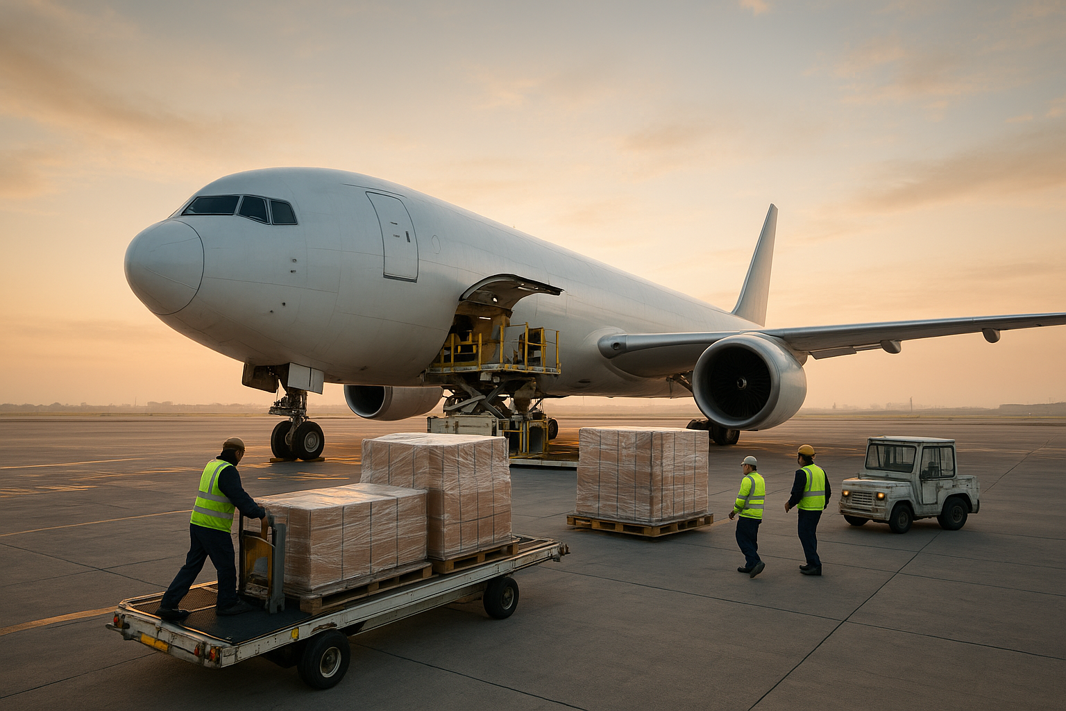 Ground crew loading freight onto a cargo plane for southwest cargo tracking