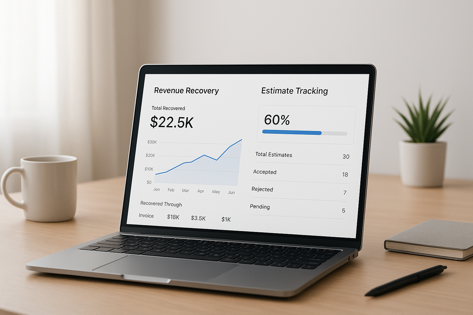 Dashboard tracking estimate follow-up progress to prevent quotes from going cold