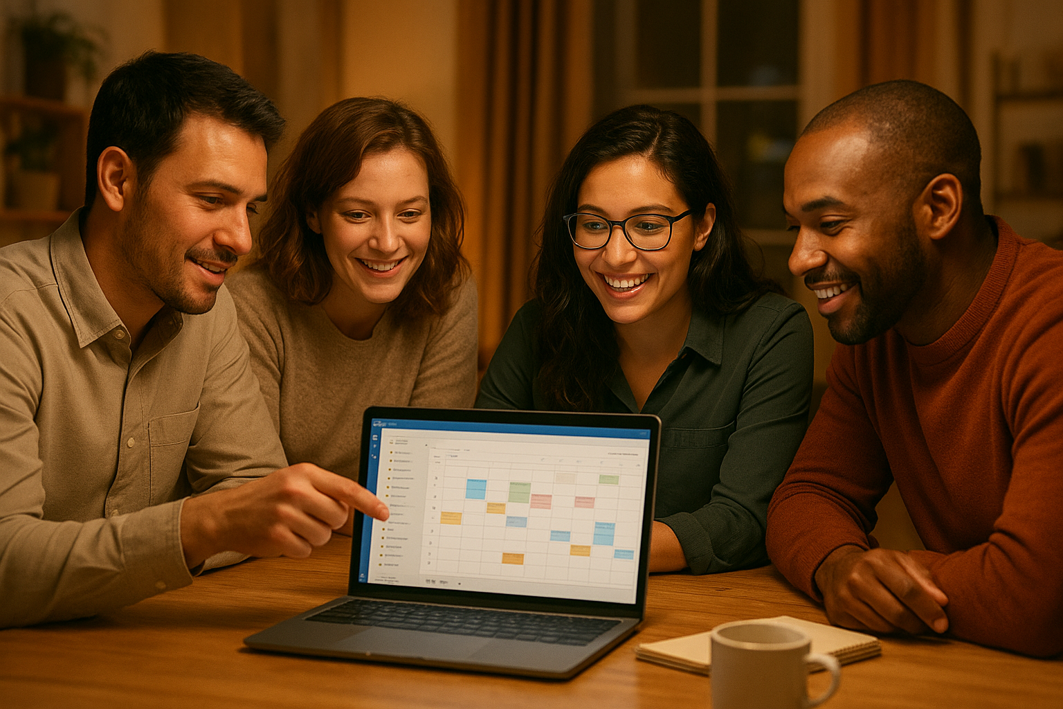 Small business team reviewing files and calendar together on a shared cloud platform