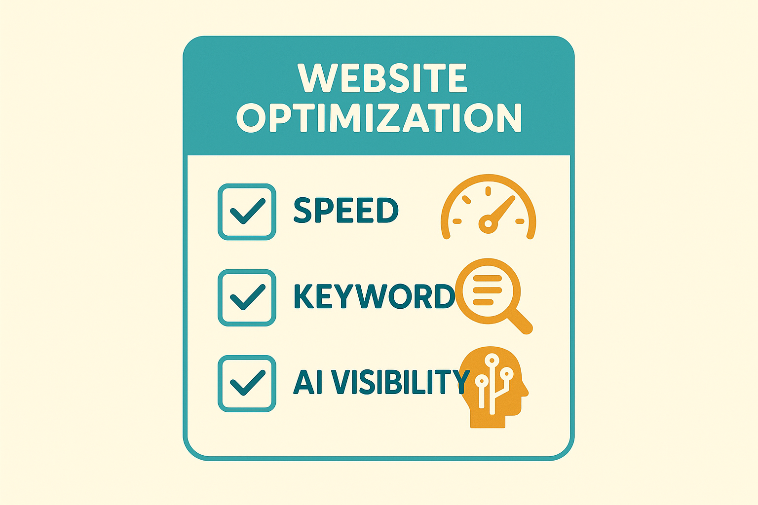 Checklist illustrating steps to implement digital optimization tools on a website