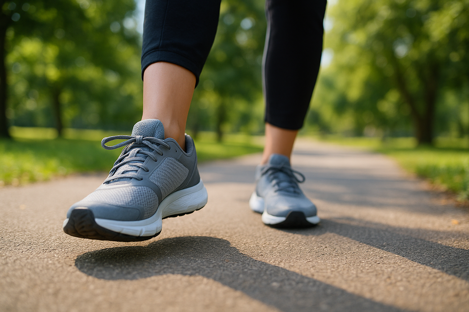 Person walking comfortably outdoors after being fitted with custom orthotic devices