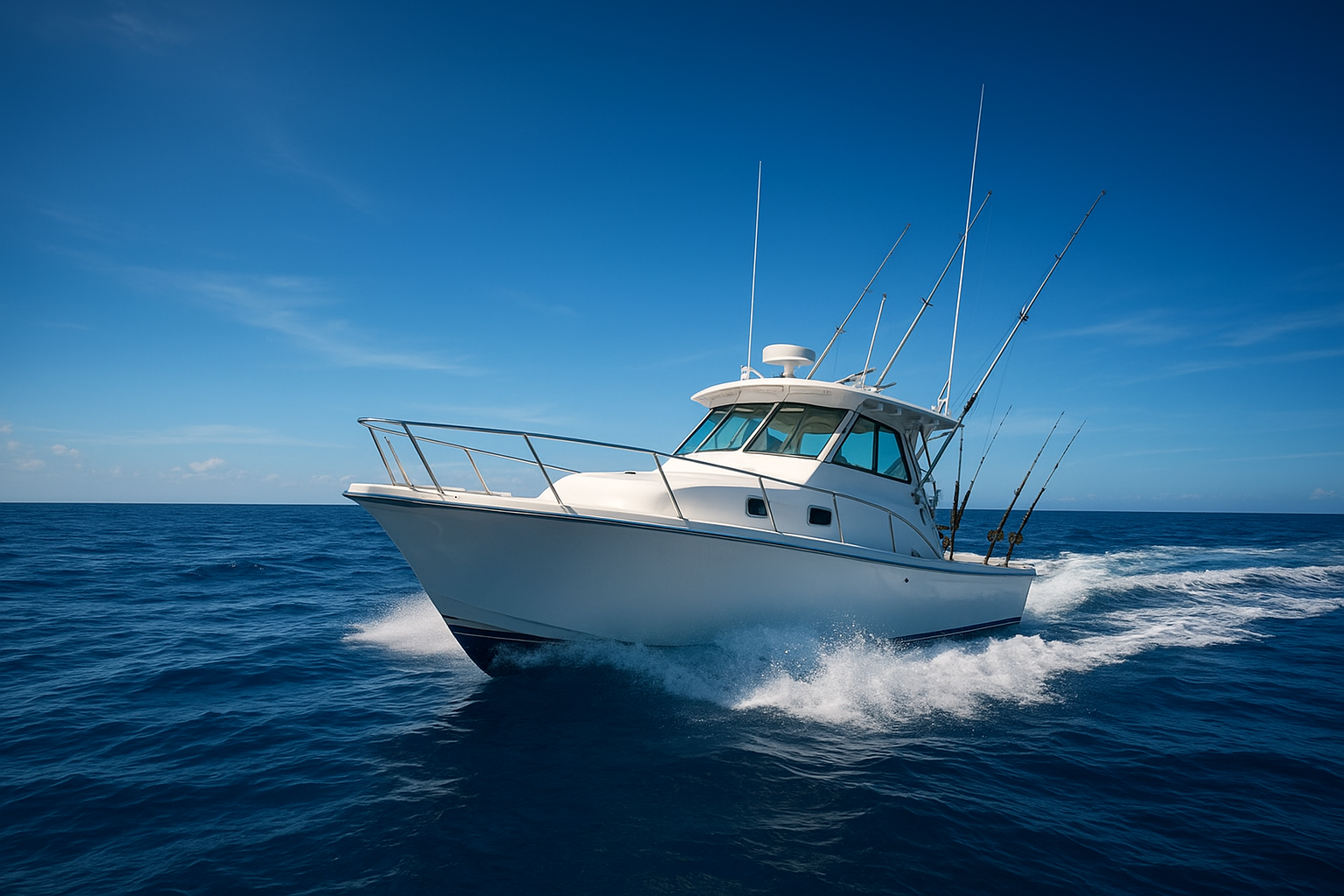 Offshore charter boat heading toward Gulf Stream waters off the South Carolina coast