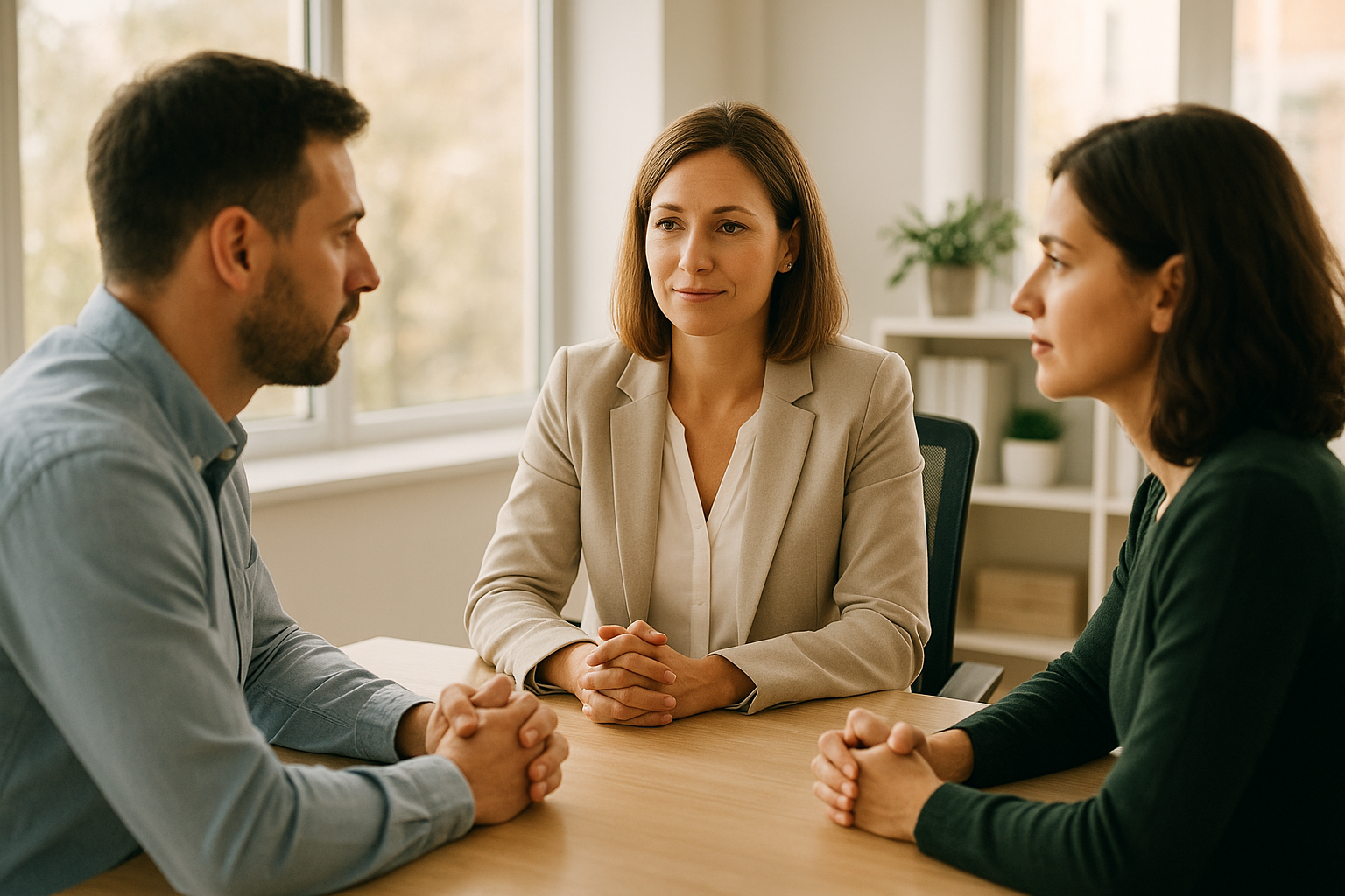 HR manager demonstrating employee relations experience while mediating a workplace discussion