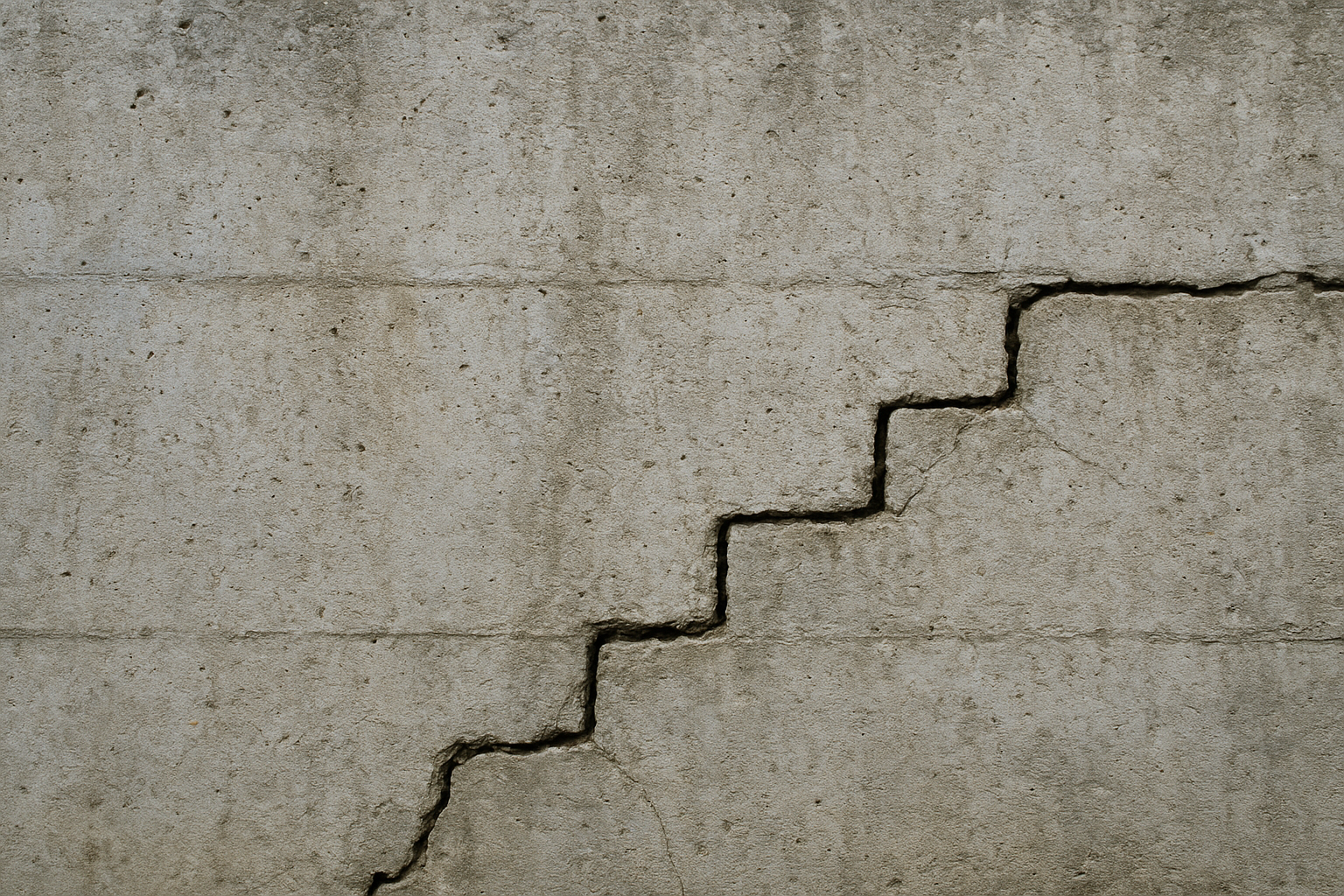 Stair-step cracks on a foundation wall indicating possible structural movement