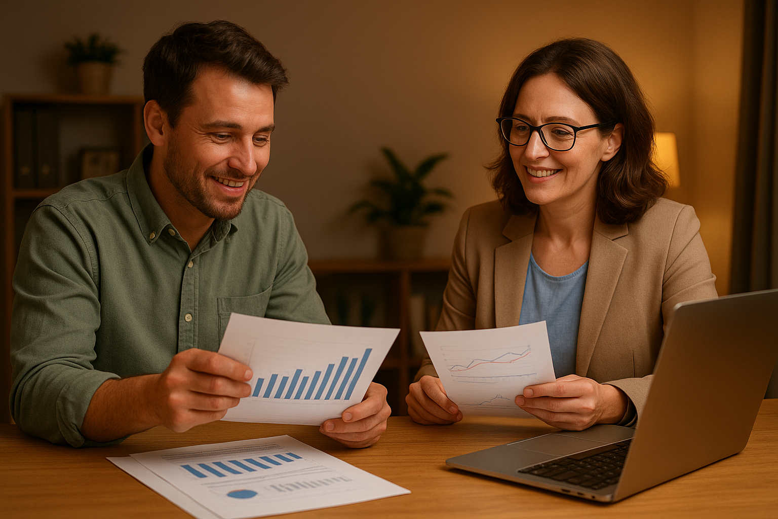 Small business owner discussing monthly reports with a Minneapolis bookkeeping advisor
