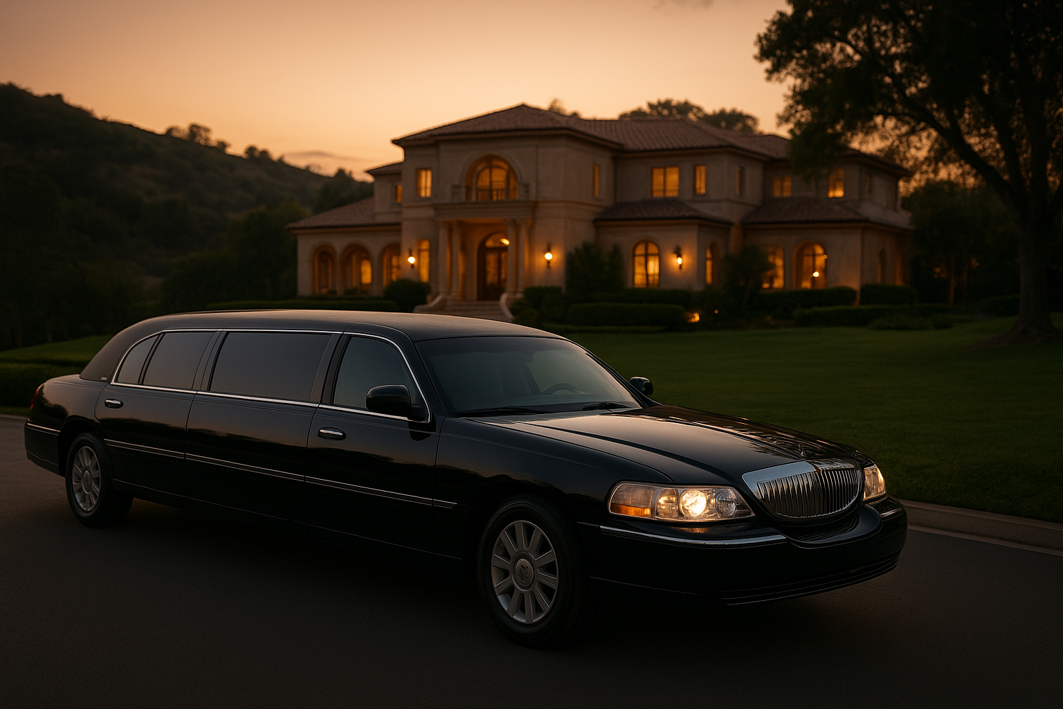 Black funeral limousine providing funeral transportation Rolling Hills families rely on