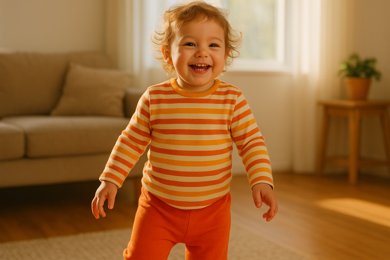 Young child wearing a coordinated outfit received from a kids clothing subscription service
