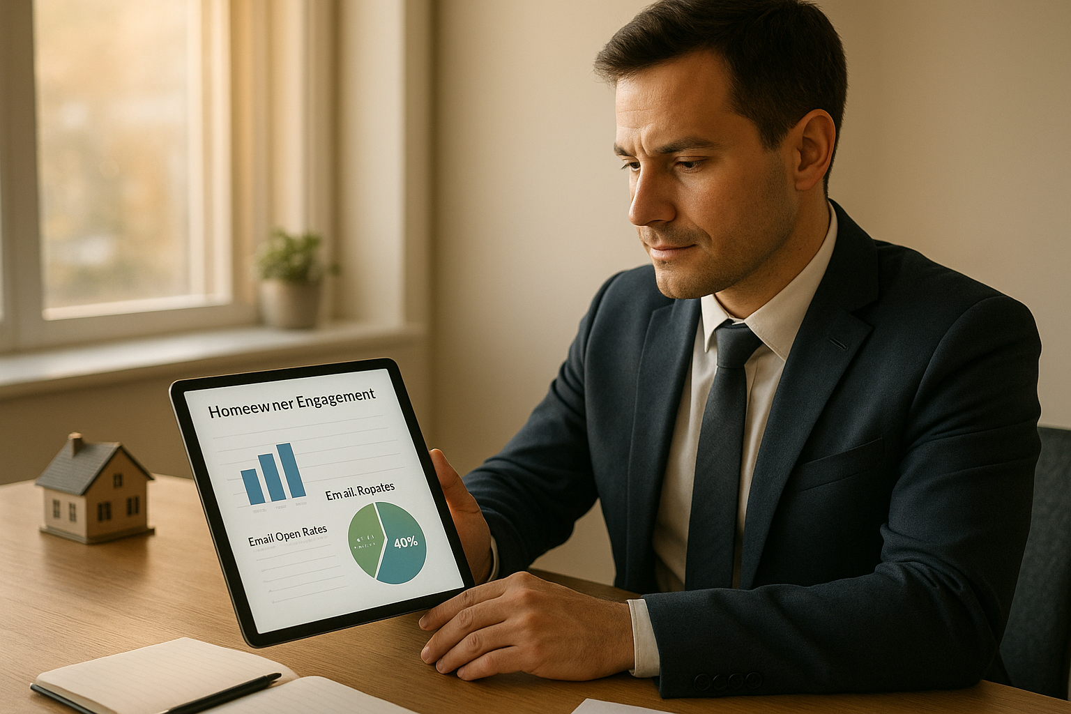Agent reviewing engagement tracking charts for predictive seller lead scoring