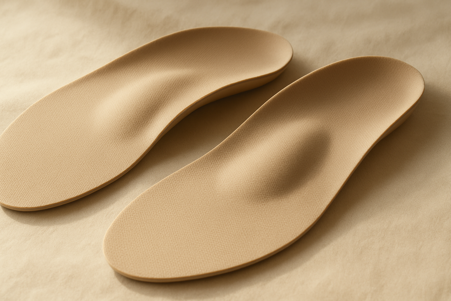 Close-up of premium quality foot insoles designed for arch and heel support