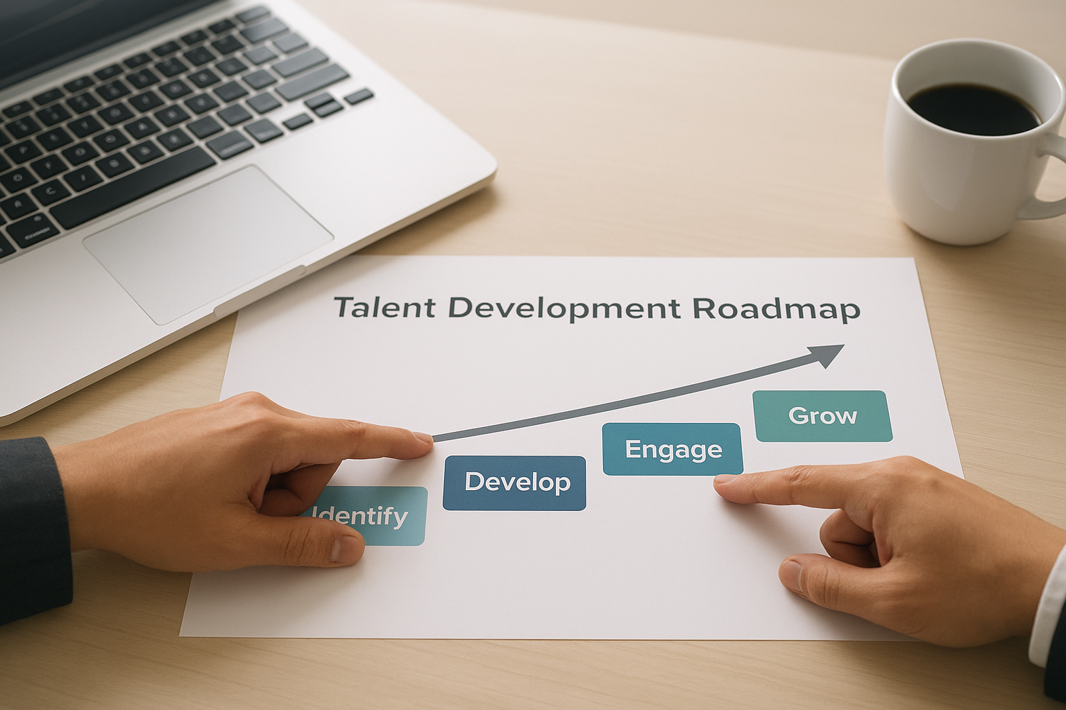 HR consultant reviewing an employee development roadmap with a manager