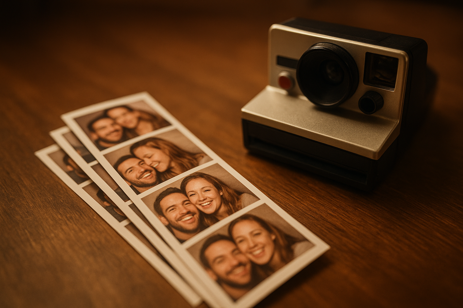 Printed photo strips from a Prints package photo booth rental