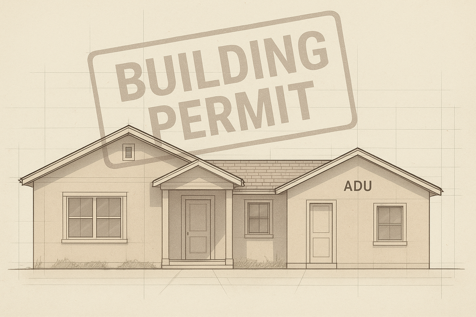 Architectural plan set used for attached ADU addition permits Orange County submittal