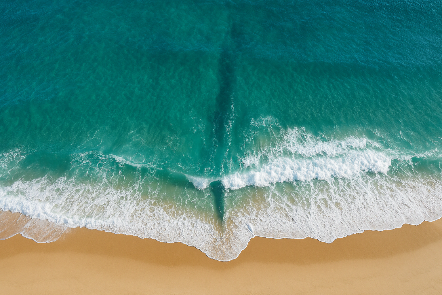 Aerial view of a rip current channel used to teach ocean safety skills during surf lessons