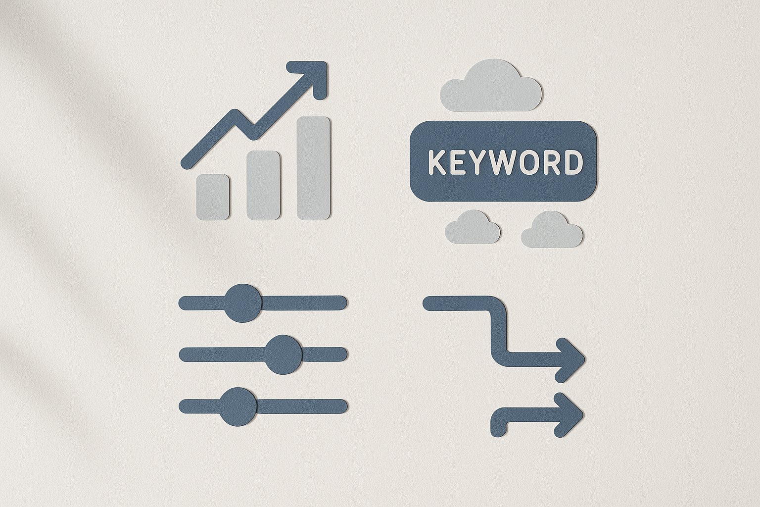 Feature comparison icons representing key capabilities to evaluate in an AI writing and content tool