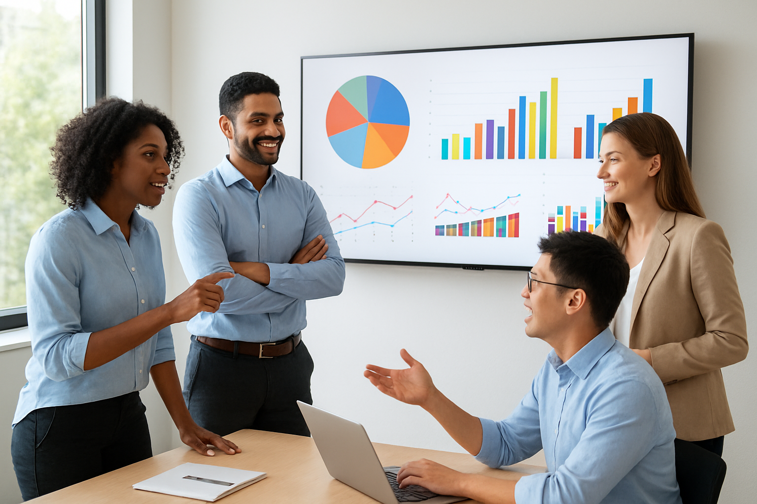 Marketing agency team reviewing automated SEO performance reports for multiple clients
